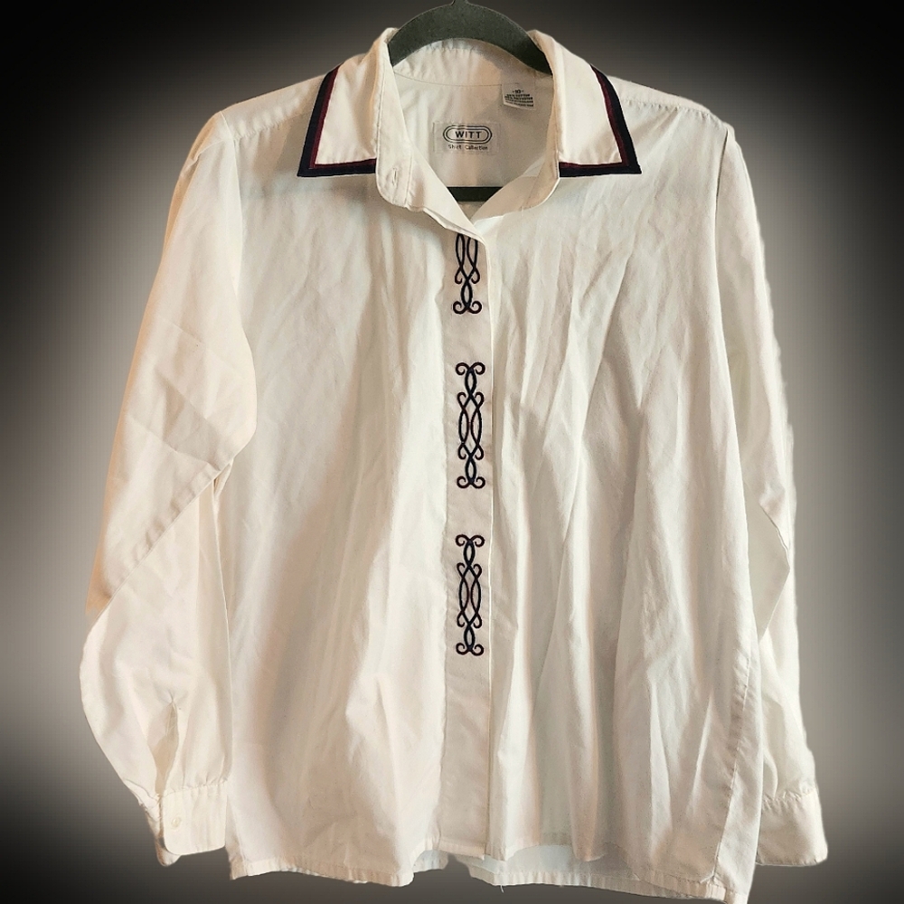 Vintage Witt Shirt Collection Embroidered Button Layer & Accented Collar Shirt